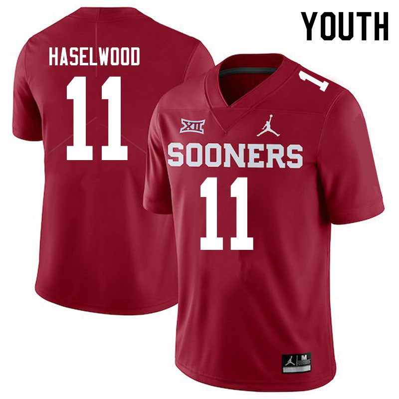 Youth #11 Jadon Haselwood Oklahoma Sooners Jordan Brand College Football Jerseys Sale-Crimson - Click Image to Close